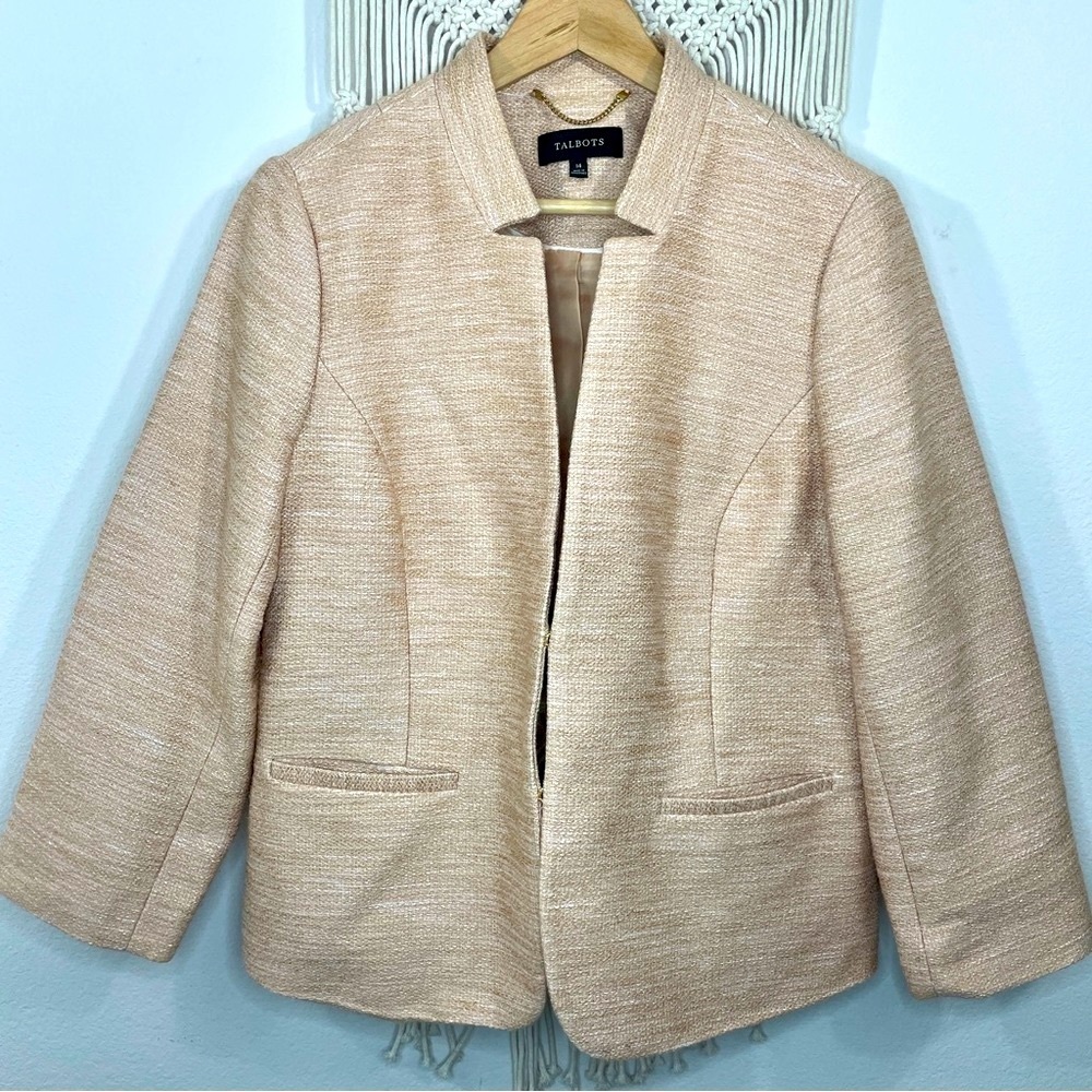 Talbots Peach Tweed Blazer Jacket (Size 14)